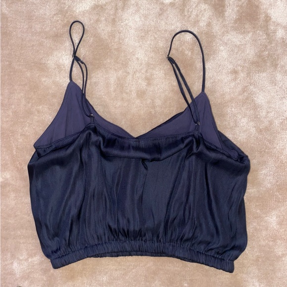 Navy blue satin crop top - Picture 4 of 4